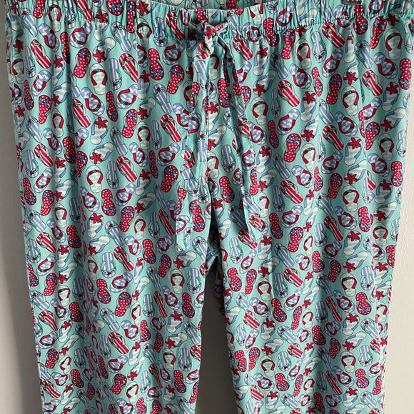 Vinyard Vines Beach Pajama Lounge Pants Size XS Blue Red Holiday Flip Flops PJ - Picture 10 of 16
